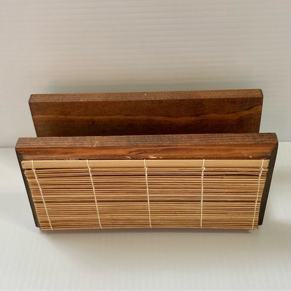 Napkin Letter Mail Holder Boho Beachy Wooden Storage 7.5" W x 3.75" T x 3.5" D - Picture 8 of 9